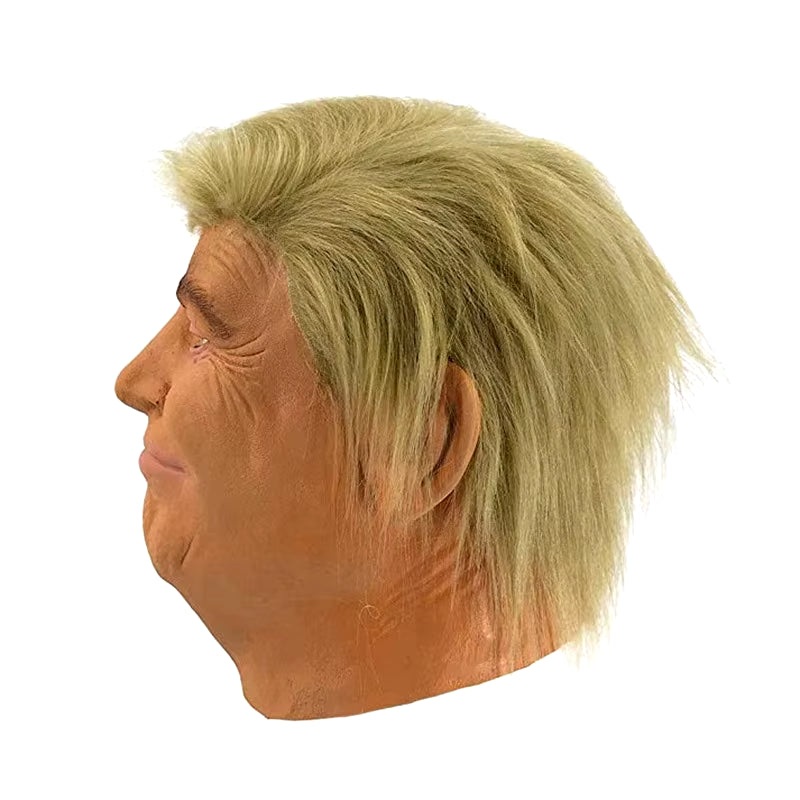 Donald Trump Mask Realistic President Latex Headgear Halloween Party Celebrity Cosplay Costume Props Yellow Wig Head Cover Mask