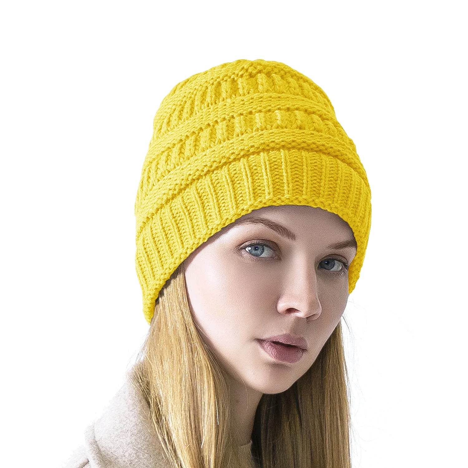 Women Men'S Knitted Beanie Hat Skull Baggy Chunky Messy Ski Winter Cap