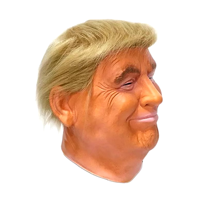 Donald Trump Mask Realistic President Latex Headgear Halloween Party Celebrity Cosplay Costume Props Yellow Wig Head Cover Mask