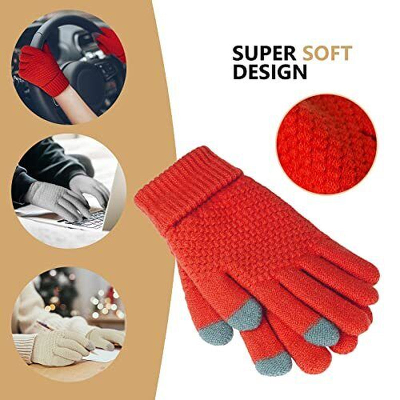 4 Pairs Womens Gloves for Cold Weather, Christmas Gifts Black, Red, Grey，Beige